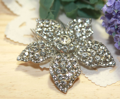 Crystal Rhinestone Rhombus Applique Wedding Bridal Dress Prom Silver Motif