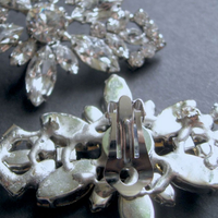 Rhinestone Crystal Rhombus Silver Wedding Bridal High Heel Shoes clips - a pair - Thumbnail 1