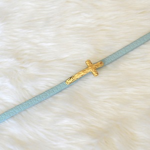 Leather Cross Bracelet - Thumbnail 2