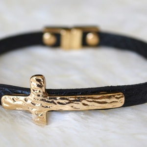 Leather Cross Bracelet - Thumbnail 3