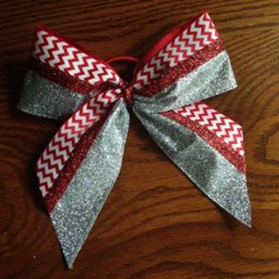 Glitter and chevron- red and silver bow - Thumbnail 5
