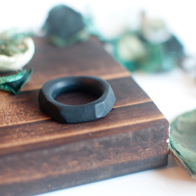 Black clay ring rg0921 - Thumbnail 1