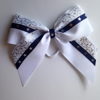 White with silver swirls and stars on navy - Thumbnail 5
