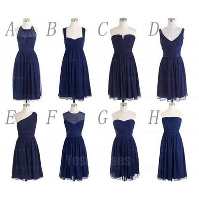 Navy blue bridesmaid dresses, short bridesmaid dresses, mismatched bridesmaid dress, cheap bridesmaid dresses,140189