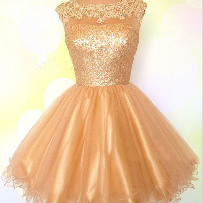 Homecoming dress, short homecoming dress, gold homecoming dress, short prom dress, party prom dress, bd149081