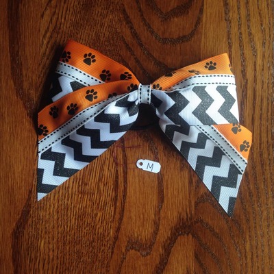 Glitter Black Chevron, Orange/Black Paws, and White with Black Stitching
