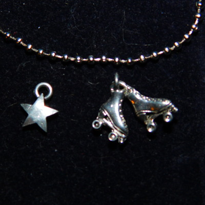 Recycled skate bearing necklace -rainbow