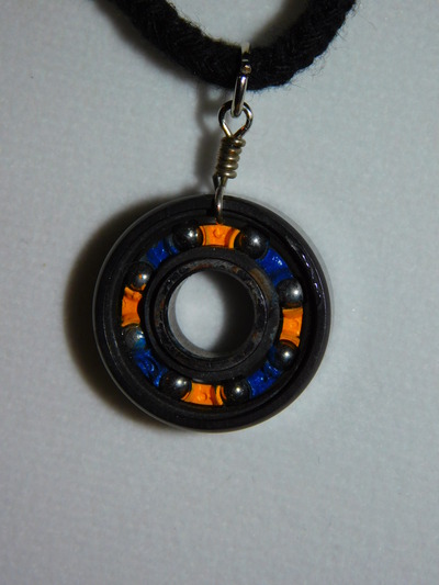 Recycled Skate Bearing Necklace - Blue/Yellow