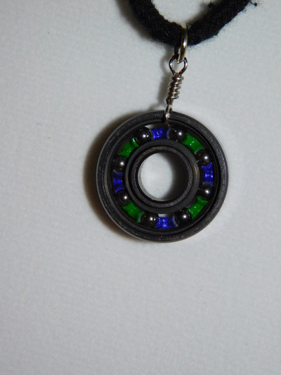 Recycled Skate Bearing Necklace - Purple/Green