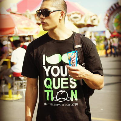 Mustache t shirt (black/ neon green)