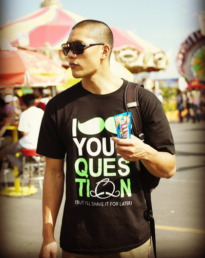 Mustache t shirt (black/ neon green)