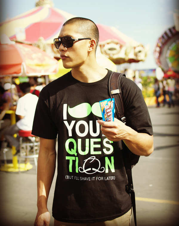 Mustache T Shirt (Black/ Neon Green)