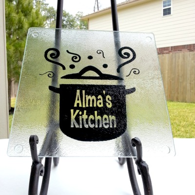 Square glass kitchen cutting board