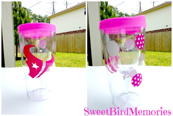 Texan's Pink Polka-Dot Theme Vino2go Cup