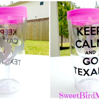 Texan's pink keep calm theme vino2go cup