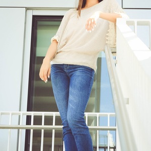 Dolman Top with Lace Trim