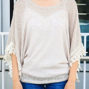 Dolman Top with Lace Trim - Thumbnail 3