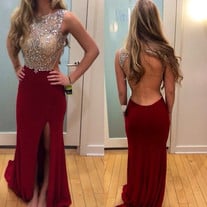 red prom dress, lace prom dress, prom dress 2015, backless prom dress, sexy prom dress, E180