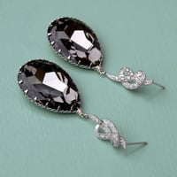 Wedding Drop Earrings In Large Black Diamond Swarovski Crystal - Style # E159-BD - Thumbnail 2