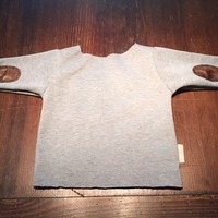 Raw-Edged Crewneck w/Vegan Leather Sleeves - Thumbnail 1