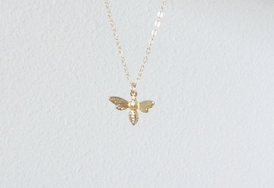 Little gold bee necklace