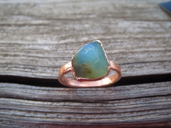 Peruvian Blue Opal Electroformed Ring