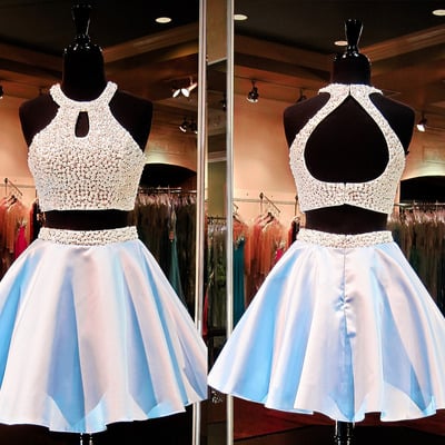 Short homecoming dress, two piece prom dress, beading homecoming dress, junior homecoming dress, cheap homecoming dress, homecoming dress, pd15088