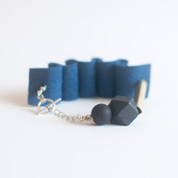 Resin Beads Felt Bracelet BL0927 - Thumbnail 2
