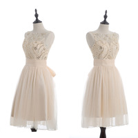 champagne homecoming dress, junior homecoming dress, lovely homecoming dress, cheap homecoming dress, homecoming dress, PD15030 - Thumbnail 1