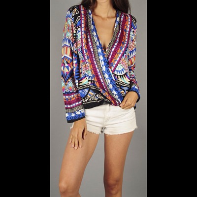 Colorful Abstract Print Blouse