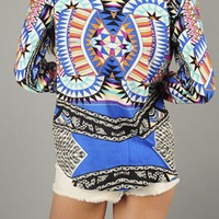 Colorful Abstract Print Blouse - Thumbnail 1