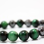 CZ DIAMOND SILVER SKULL WITH GREEN TIGER EYE AND HEMATITE BRACELET-1
