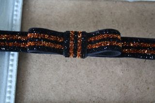 Halloween Black & Orange Glitter Elastic Bow