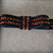 Halloween Black & Orange Glitter Elastic Bow