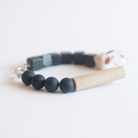 Wood Glass Beaded Bracelet BL0928 - Thumbnail 3