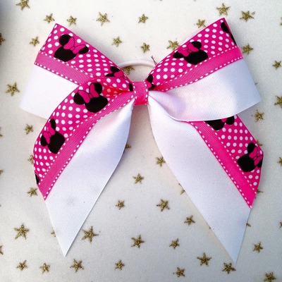 Minnie mouse, glitter white, and hot pink with white stitching