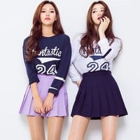 Korean girls style High Waist  Pleated Skirt - Thumbnail 4