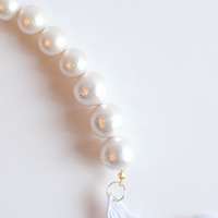 White Lace Flower Necklace NL0689WC - Thumbnail 4