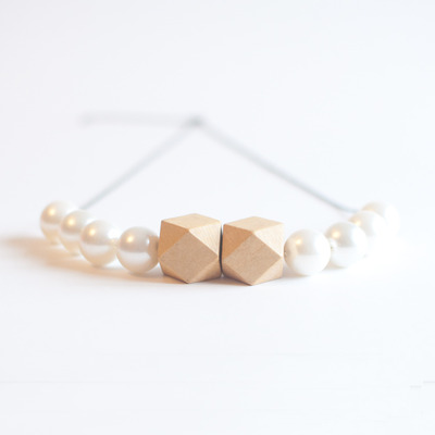 Japan cotton pearl wood beaded statement necklace nl0747 - Thumbnail 5