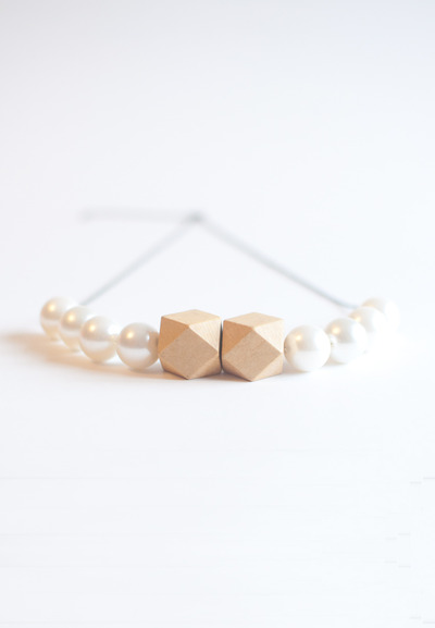 Japan Cotton Pearl Wood Beaded Statement Necklace NL0747