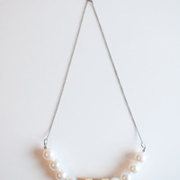 Japan Cotton Pearl Wood Beaded Statement Necklace NL0747 - Thumbnail 3