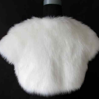No collar Off White Faux Fur Wedding Bridal Borelo Scarf Shawl Cape Shrug Wrap - Thumbnail 2