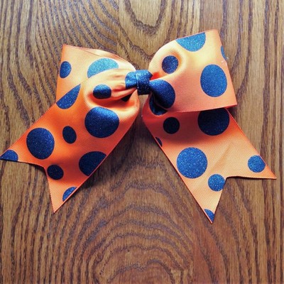 Orange with glitter black polka dots