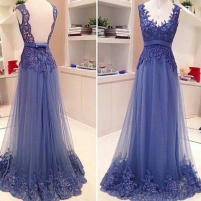 Long prom dress, lace prom dress, purple prom dress, 2015 prom dress, cheap prom dress, long evening dress, e210 - Thumbnail 5