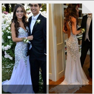 Long prom dress, white prom dress, prom dress 2015, strapless prom dress, backless prom dress, party prom dress, e211 - Thumbnail 5