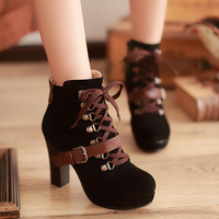 Women fashion high-heeled Martin boots - Thumbnail 2