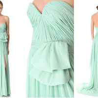 long bridesmaid dress, mint bridesmaid dress, chiffon bridesmaid dress, cheap bridesmaid dress, strapless bridesmaid dress, E213 - Thumbnail 4