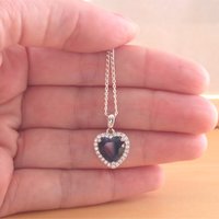 925 Sapphire (Lab Created)Heart Pendant & 18" Chain/925 Sapphire Necklace/Sapphire Jewellery/Sapphire Jewelry/September Birthstone Jewelry - Thumbnail 1