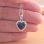 925 Sapphire (Lab Created)Heart Pendant & 18" Chain/925 Sapphire Necklace/Sapphire Jewellery/Sapphire Jewelry/September Birthstone Jewelry-2