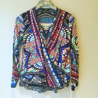 Colorful Abstract Print Blouse - Thumbnail 2